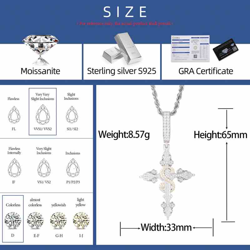 S925 Moissanite Cross Pendant With Letter S