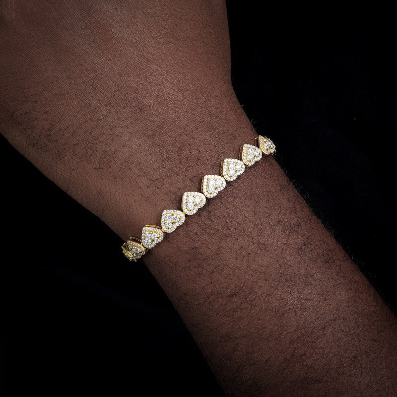 8mm S925 Moissanite Three Stone Heart Tennis Bracelet