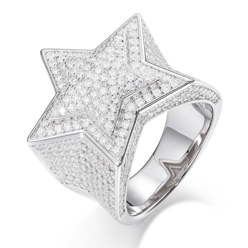 S925 Micro Moissanite Star Ring