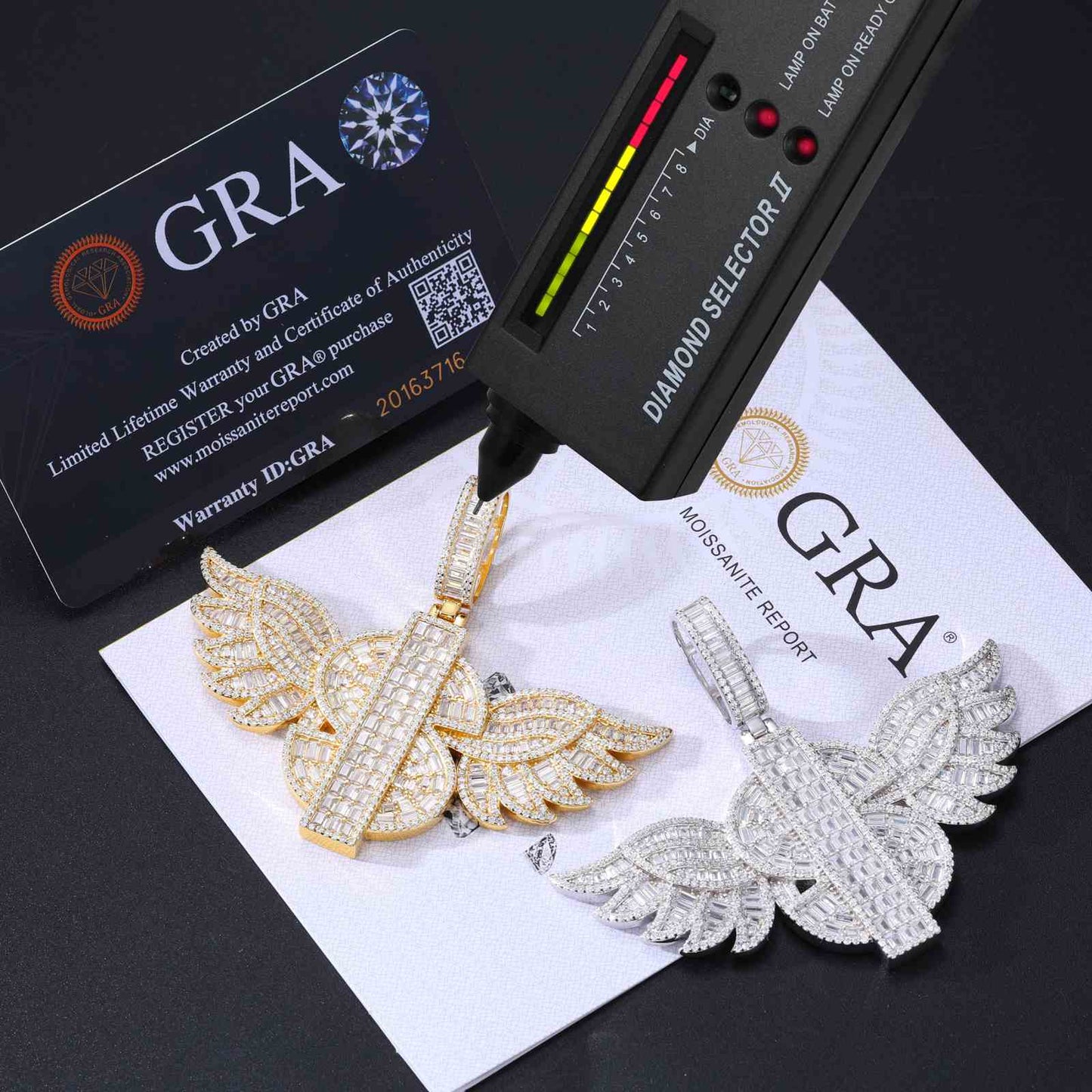 S925 Moissanite US Dollar Wing Pendant