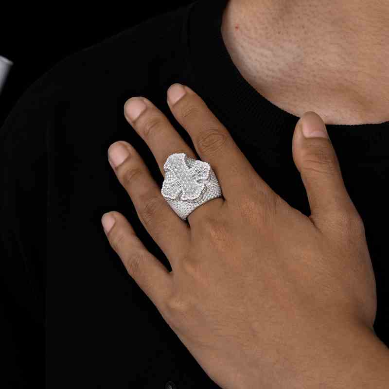 S925 Baguette Moissanite Micro Cross Ring