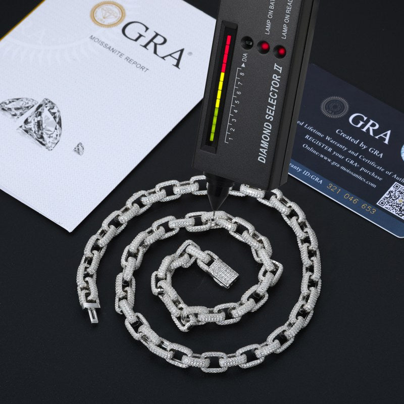 8mm S925 Moissanite Iced Box Link Chain