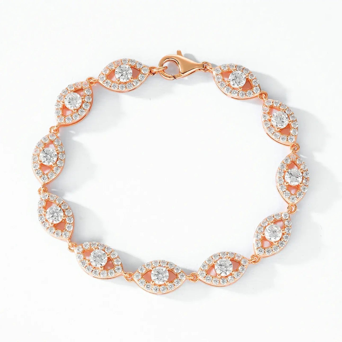 14mm S925 Moissanite Evil Eye Link Bracelet