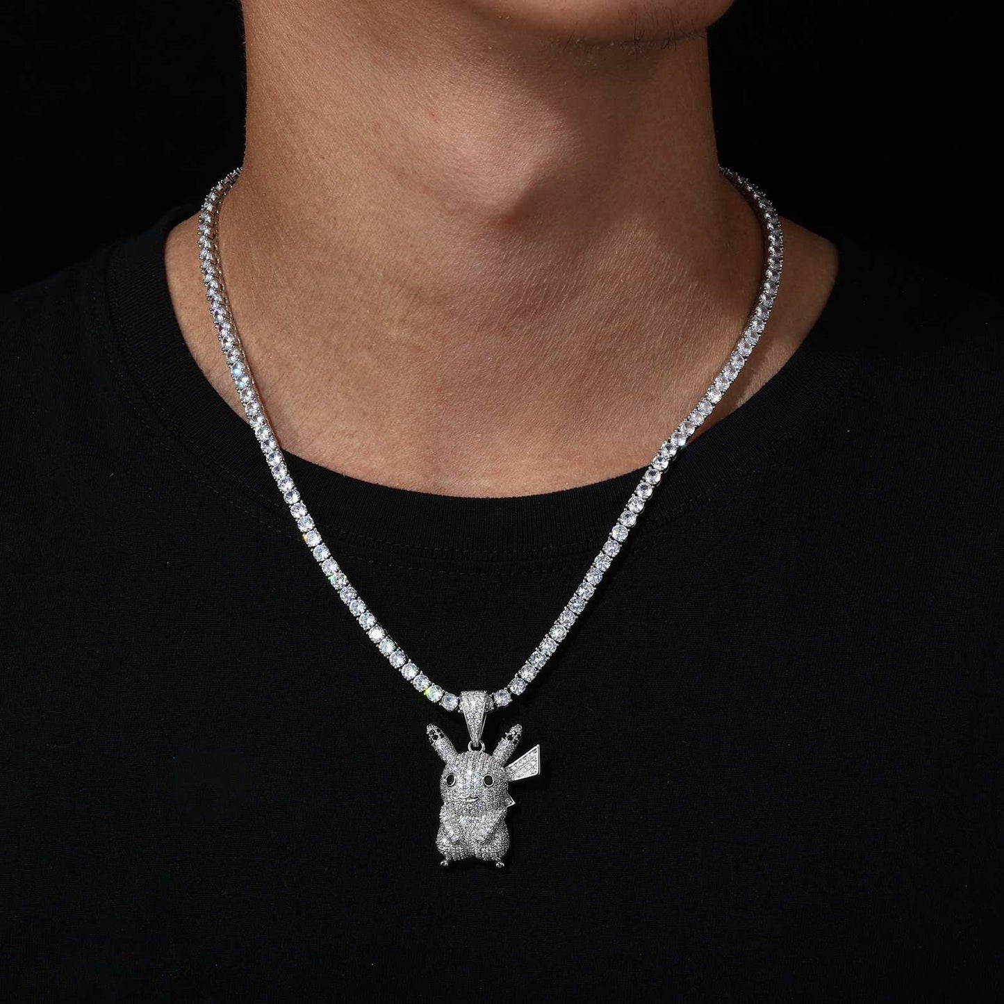 S925 Moissanite Cute Pikachu Pendant