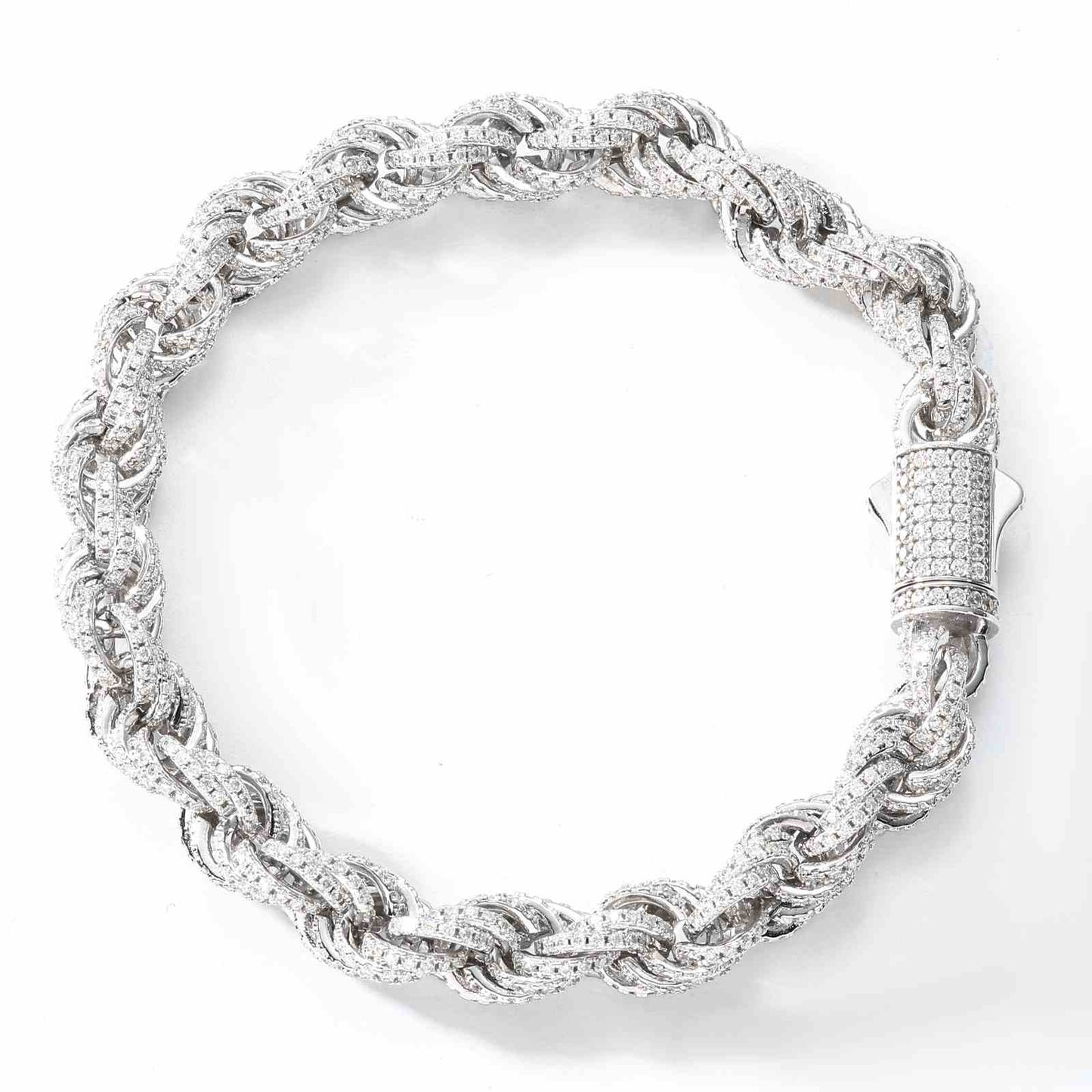 8mm 12mm S925 Moissanite Iced Out Rope Bracelet