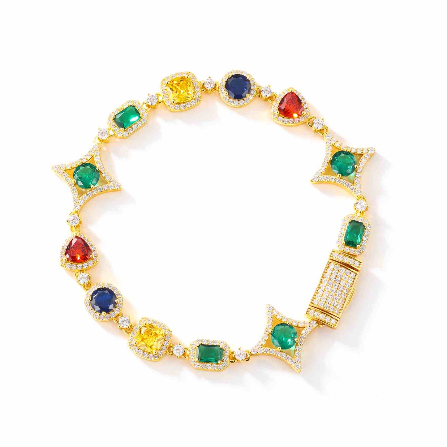 18mm S925 Moissanite Colored Star Halo Tennis Bracelet