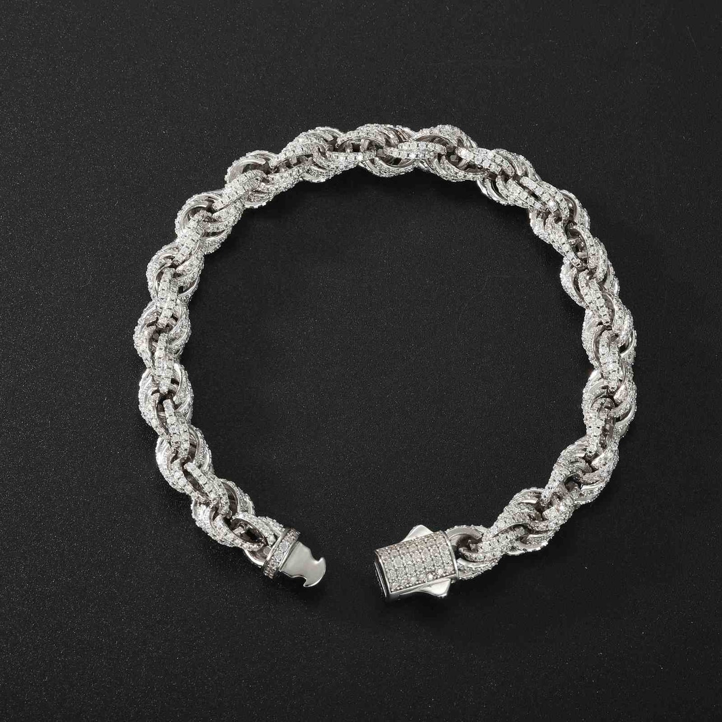 8mm 12mm S925 Moissanite Iced Out Rope Bracelet