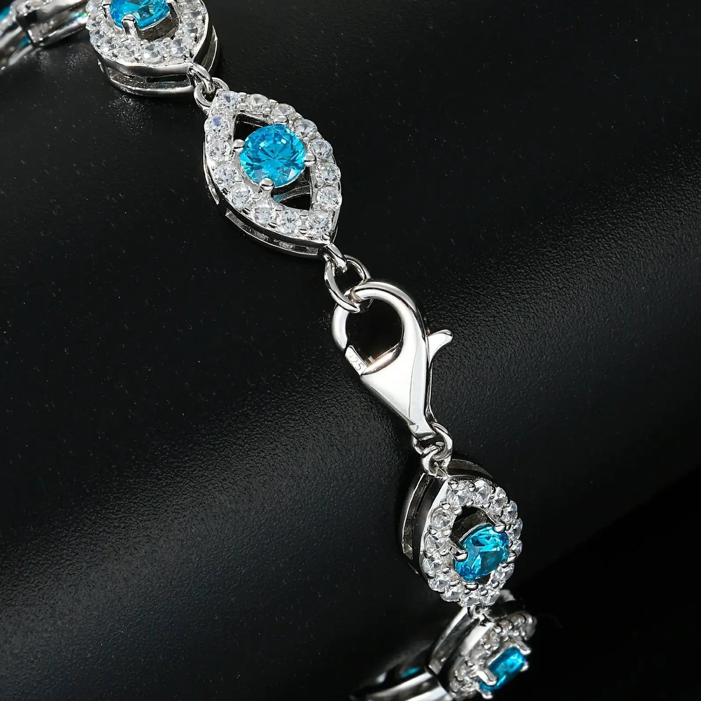 14mm S925 Moissanite Evil Eye Link Bracelet