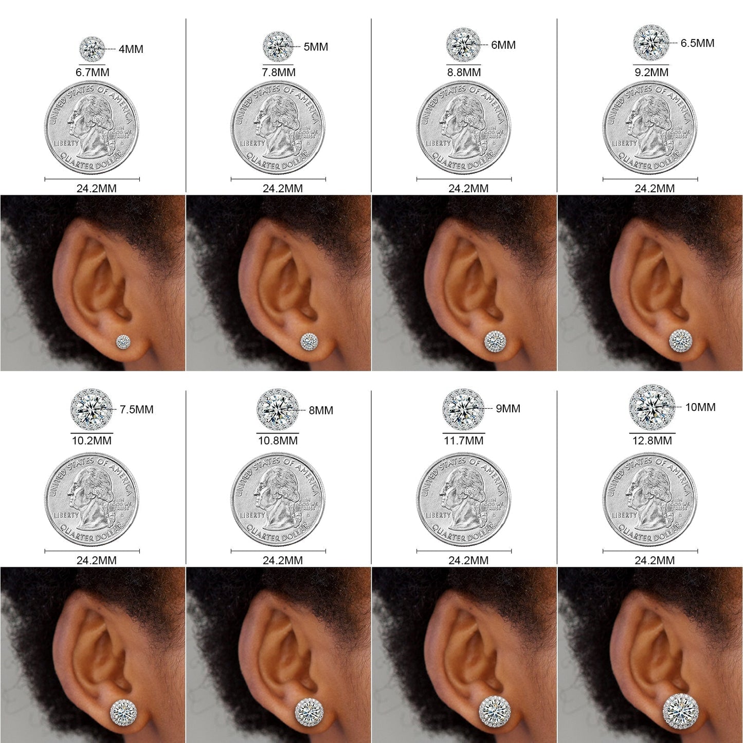 S925 Moissanite Halo Stud Earrings