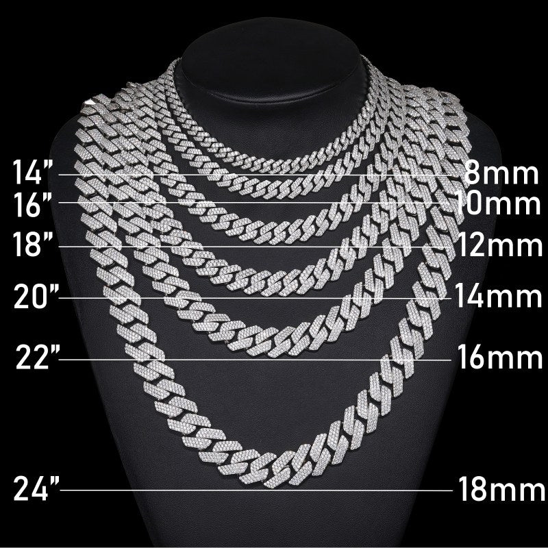 6mm-22mm S925 Moissanite Cuban Link Chain Collection