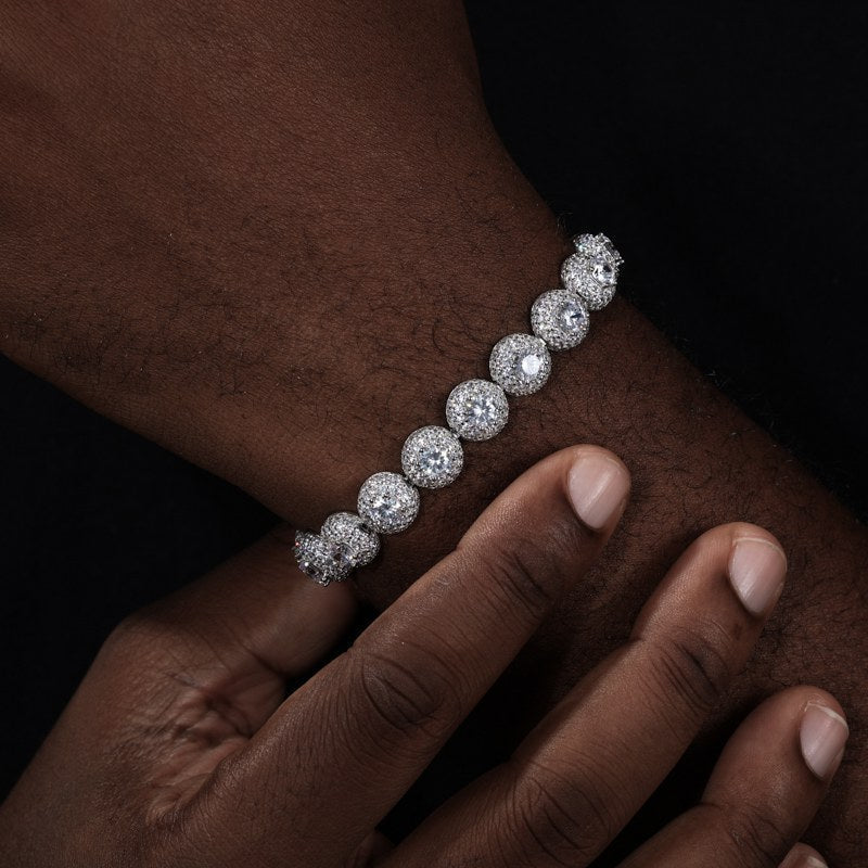 10mm S925 Moissanite Cluster Hemisphere Tennis Bracelet