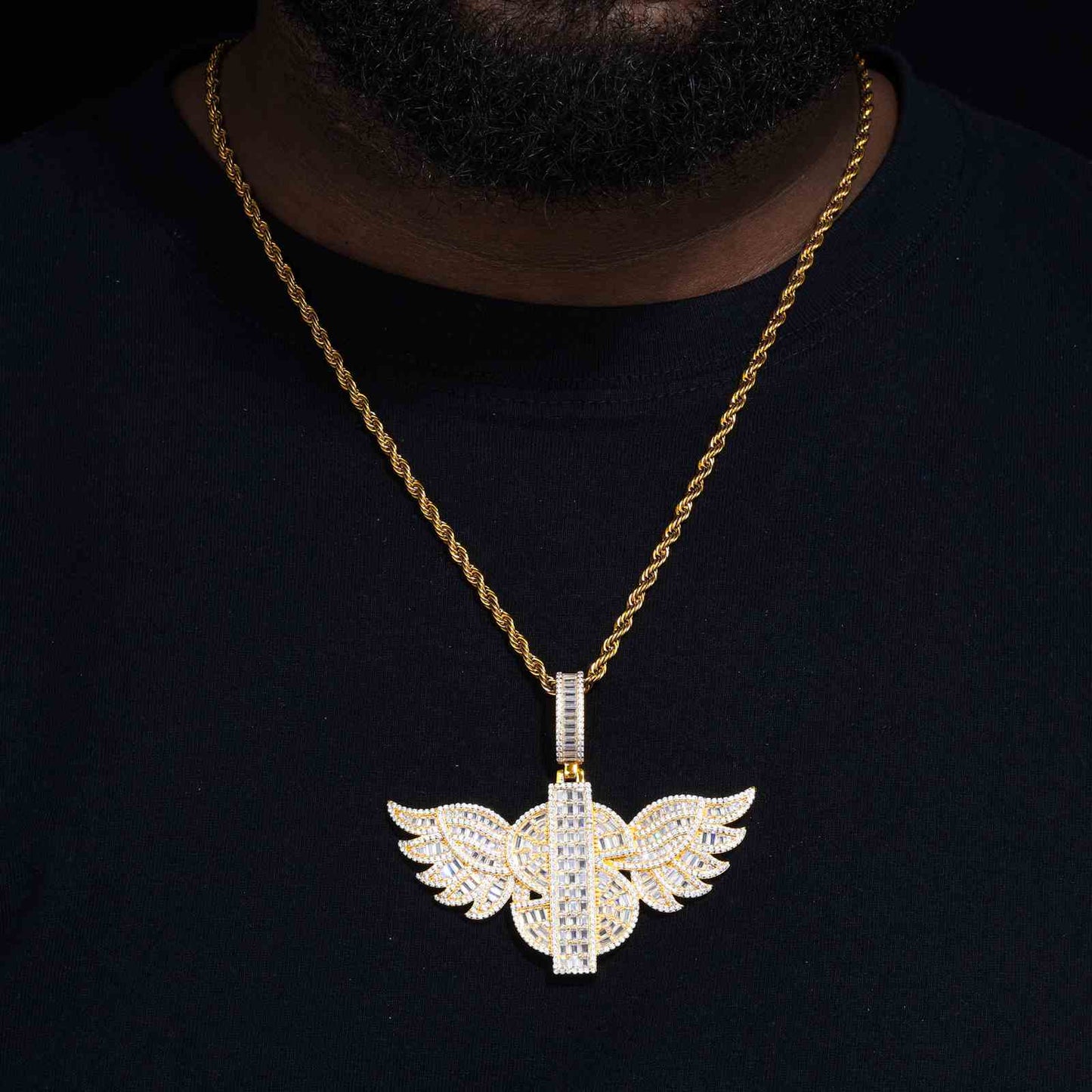 S925 Moissanite US Dollar Wing Pendant