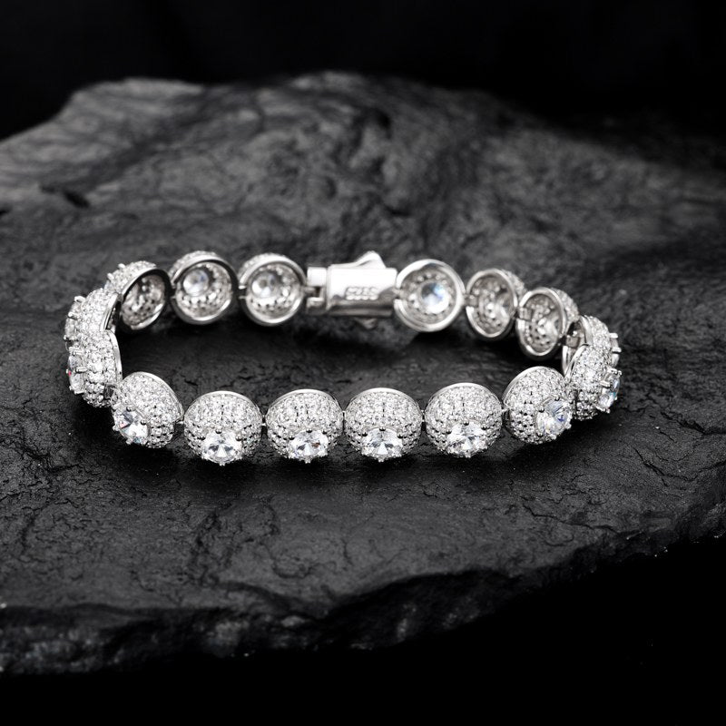 10mm S925 Moissanite Cluster Hemisphere Tennis Bracelet