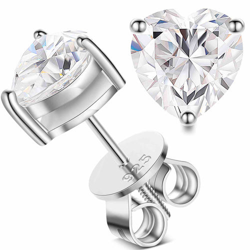 Heart Cut Moissanite Solitaire Stud Earrings