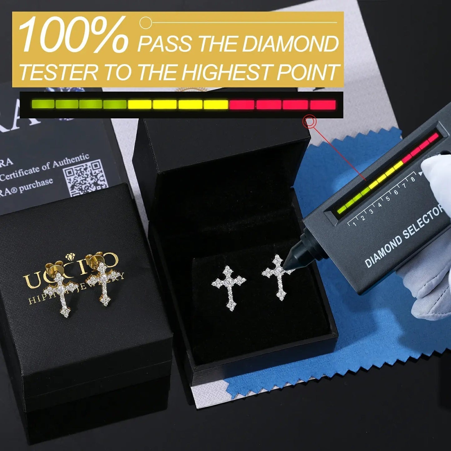 S925 Moissanite Cross Stud Earrings