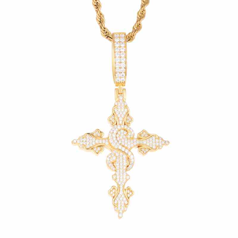 S925 Moissanite Cross Pendant With Letter S