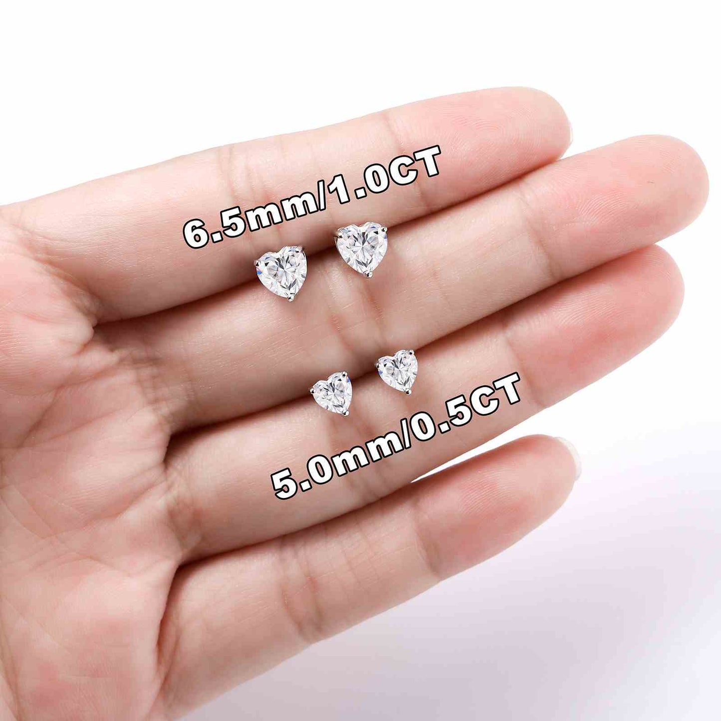 Heart Cut Moissanite Solitaire Stud Earrings