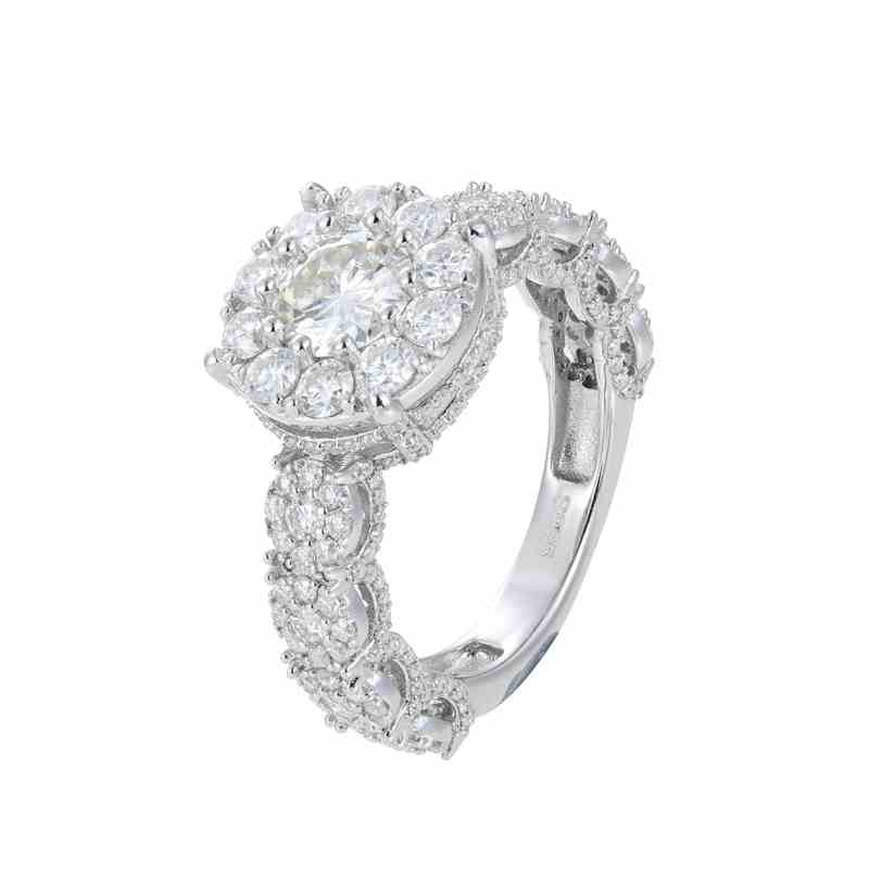 S925 Moissanite Halo Engagement Ring