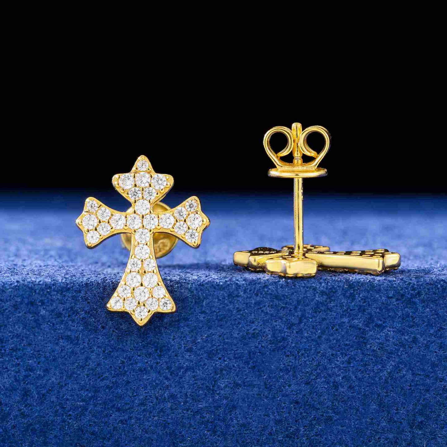 S925 Moissanite Iris Cross Stud Earrings