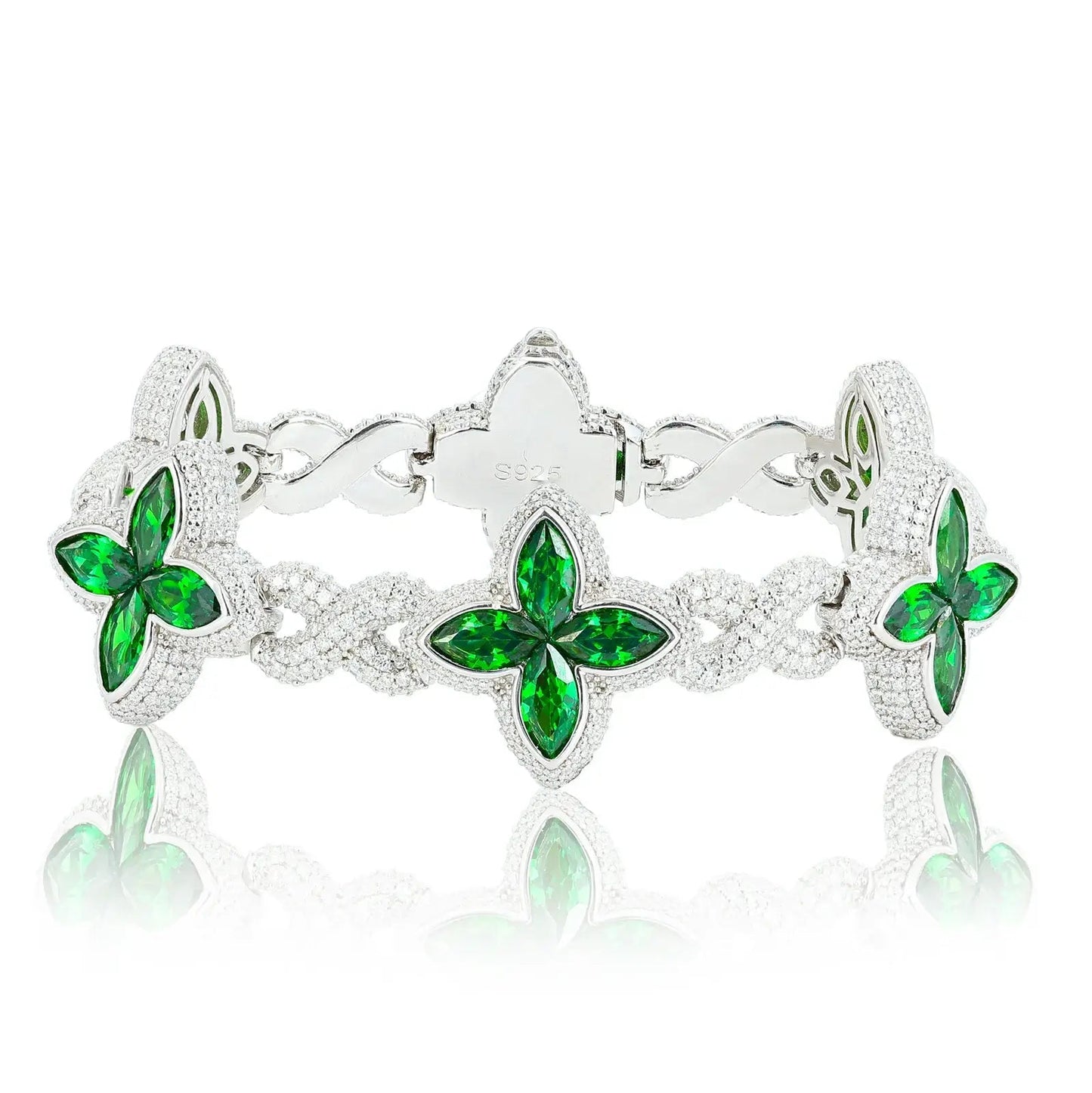 21mm S925 Moissanite Coloful Four Leaf Clover Infinity Bracelet