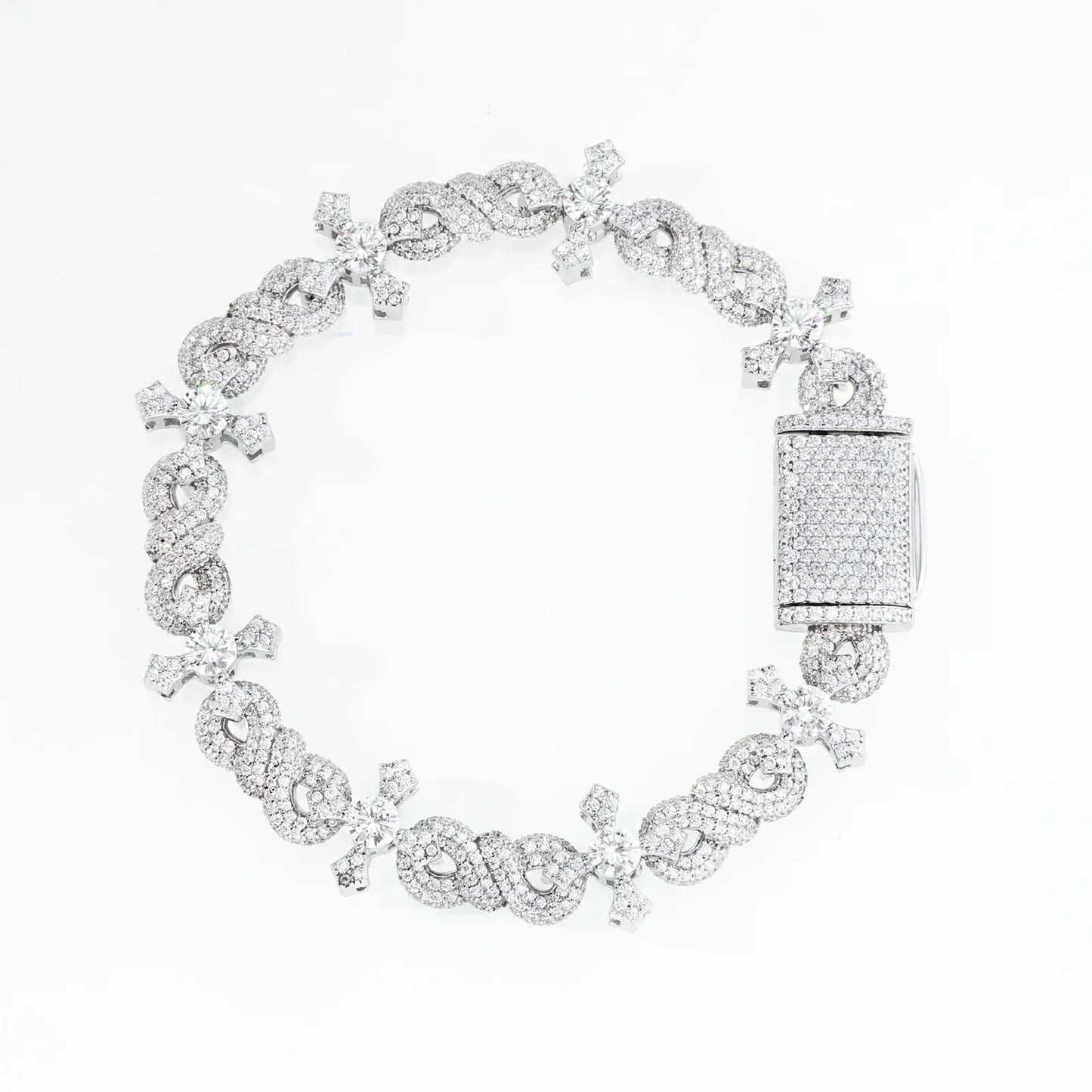 13mm S925 Moissanite Twining Infinity Cross Link Bracelet