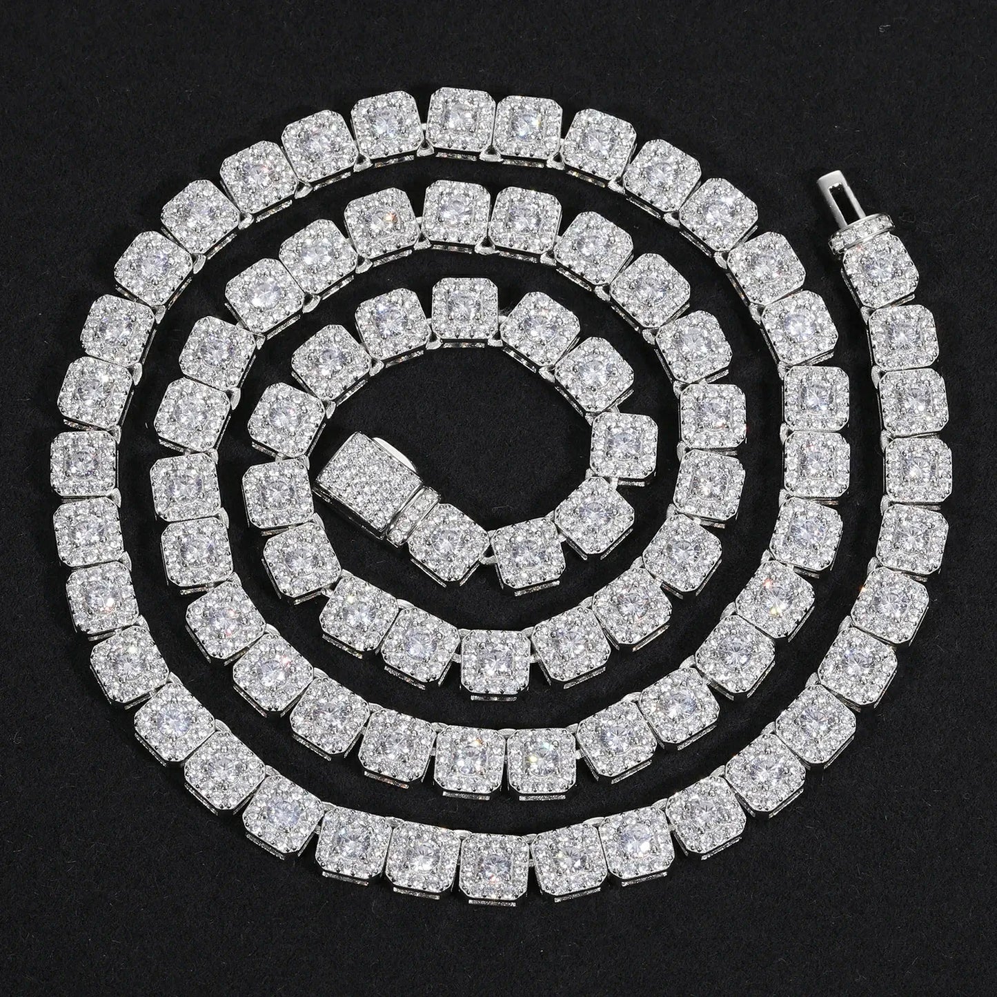 6mm S925 Moissanite Square Halo Tennis Chain