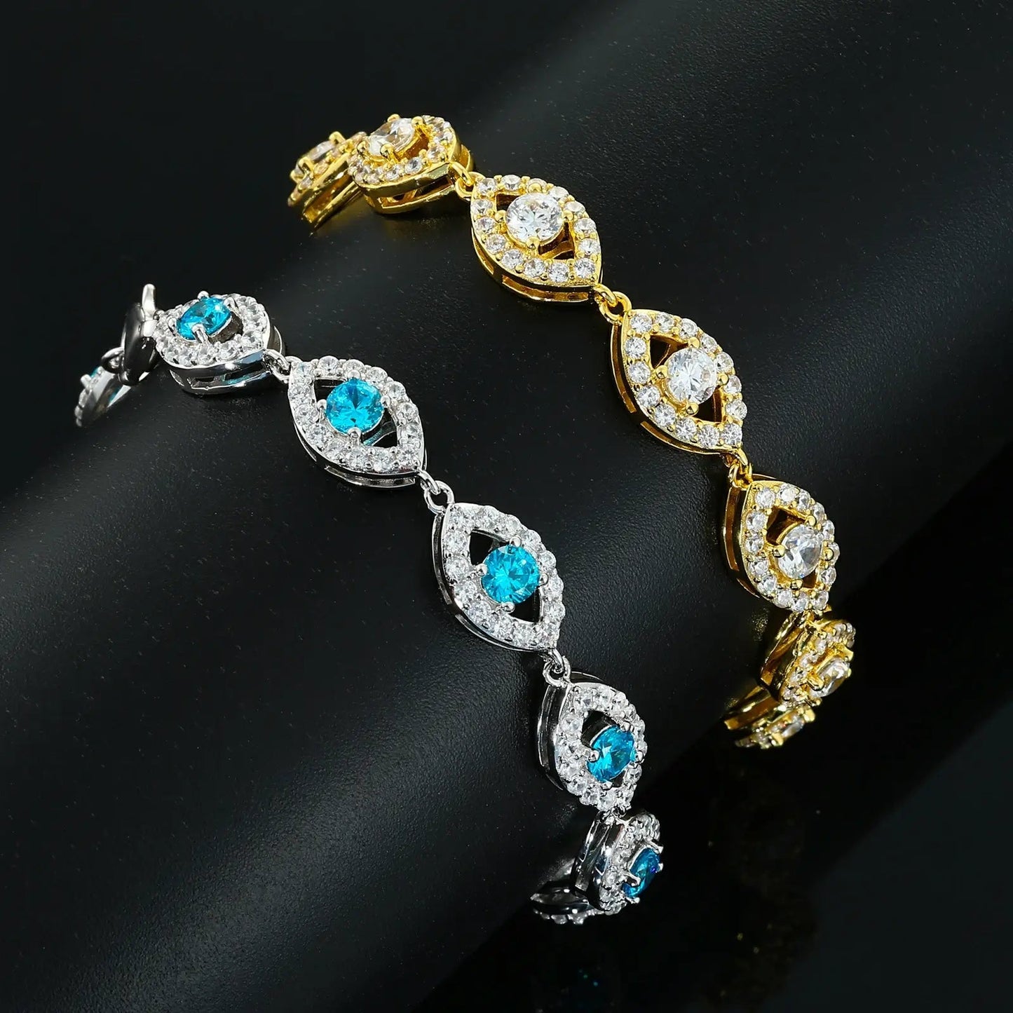 14mm S925 Moissanite Evil Eye Link Bracelet