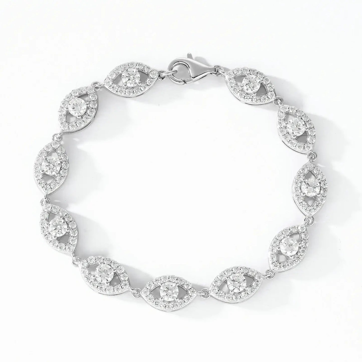14mm S925 Moissanite Evil Eye Link Bracelet