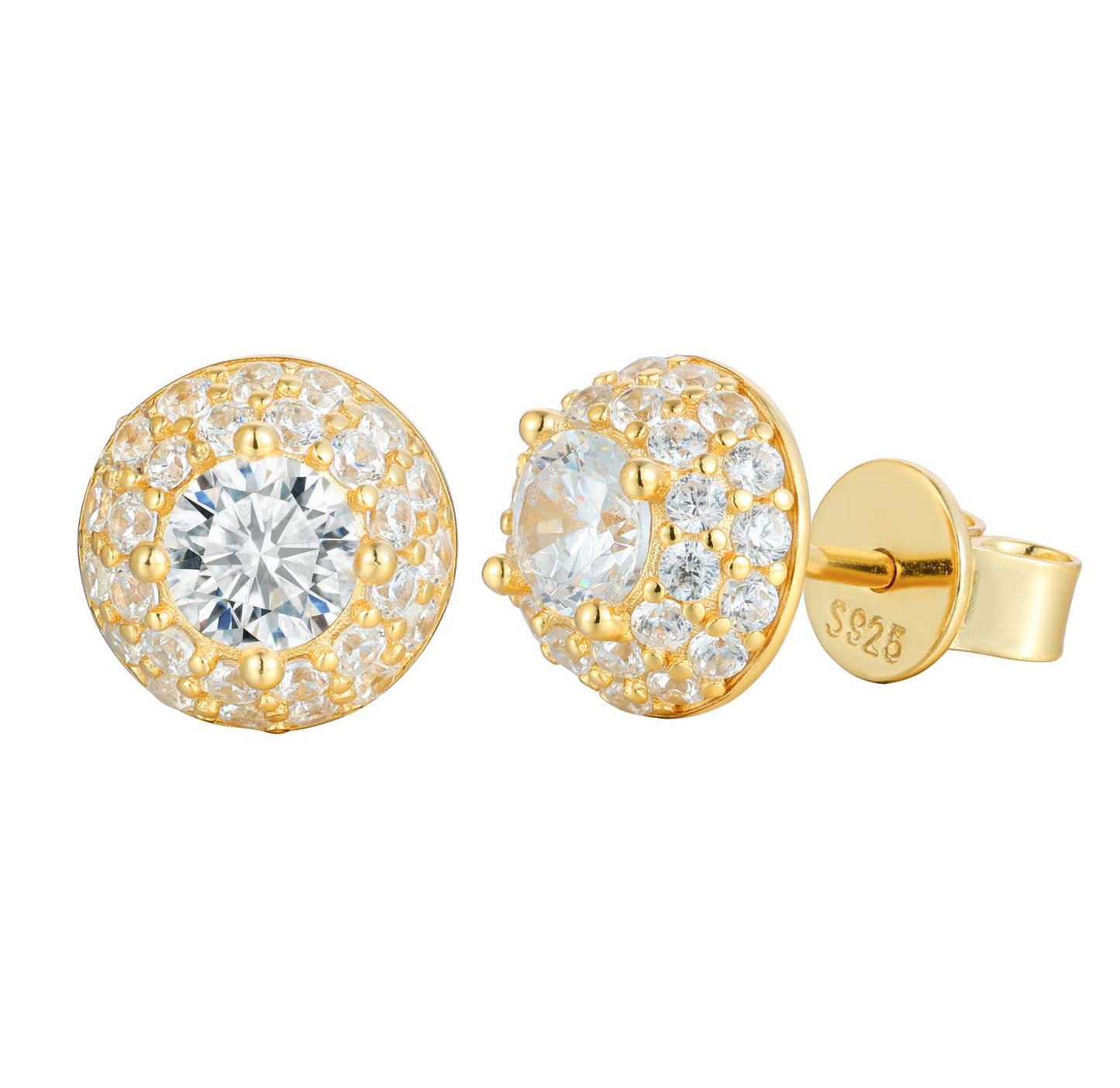 S925 Moissanite Hemisphere Halo Stud Earring