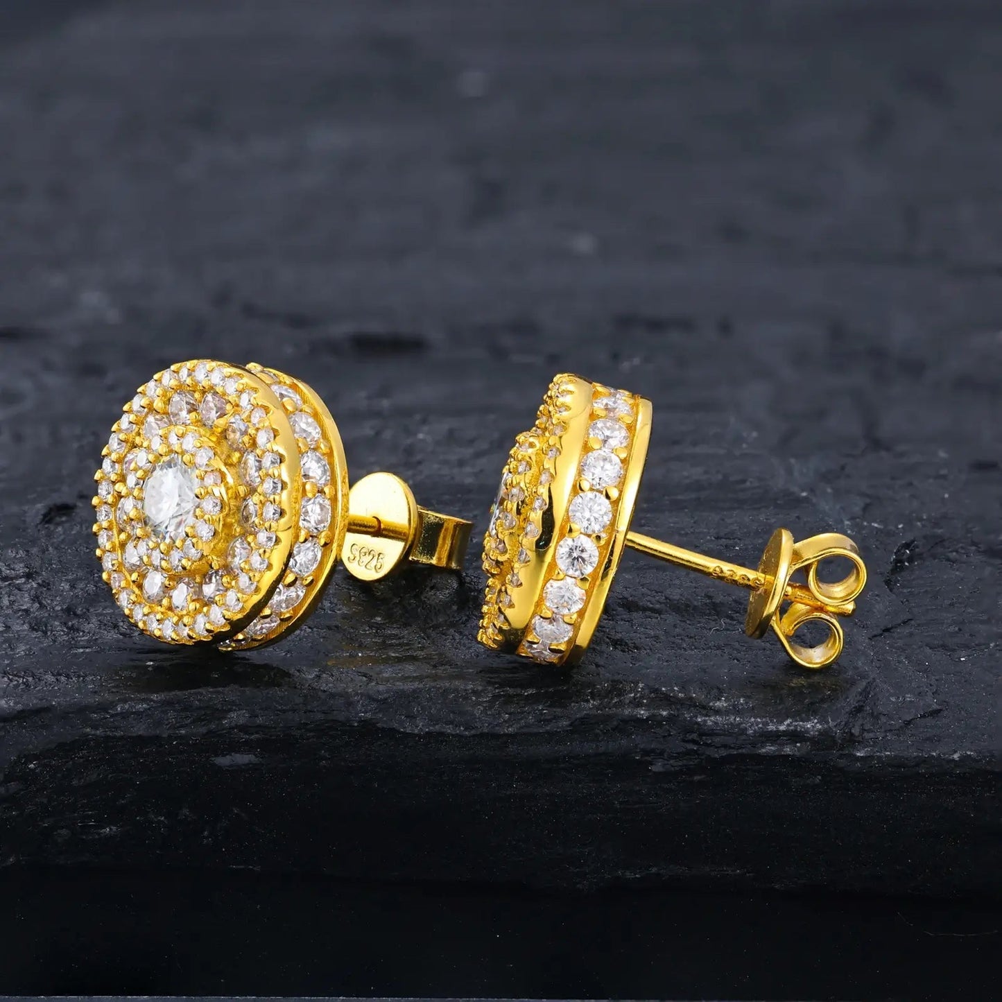 S925 Moissanite Cluster 4 Layers Halo Stud Earrings