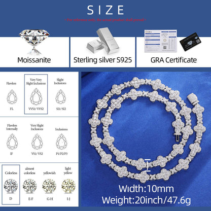 10mm S925 Moissanite Star Cross Chain