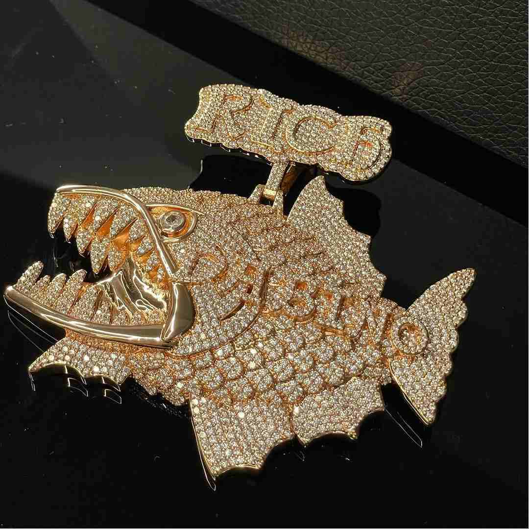 S925 Moissanite Rich Piranha Letter Pendant