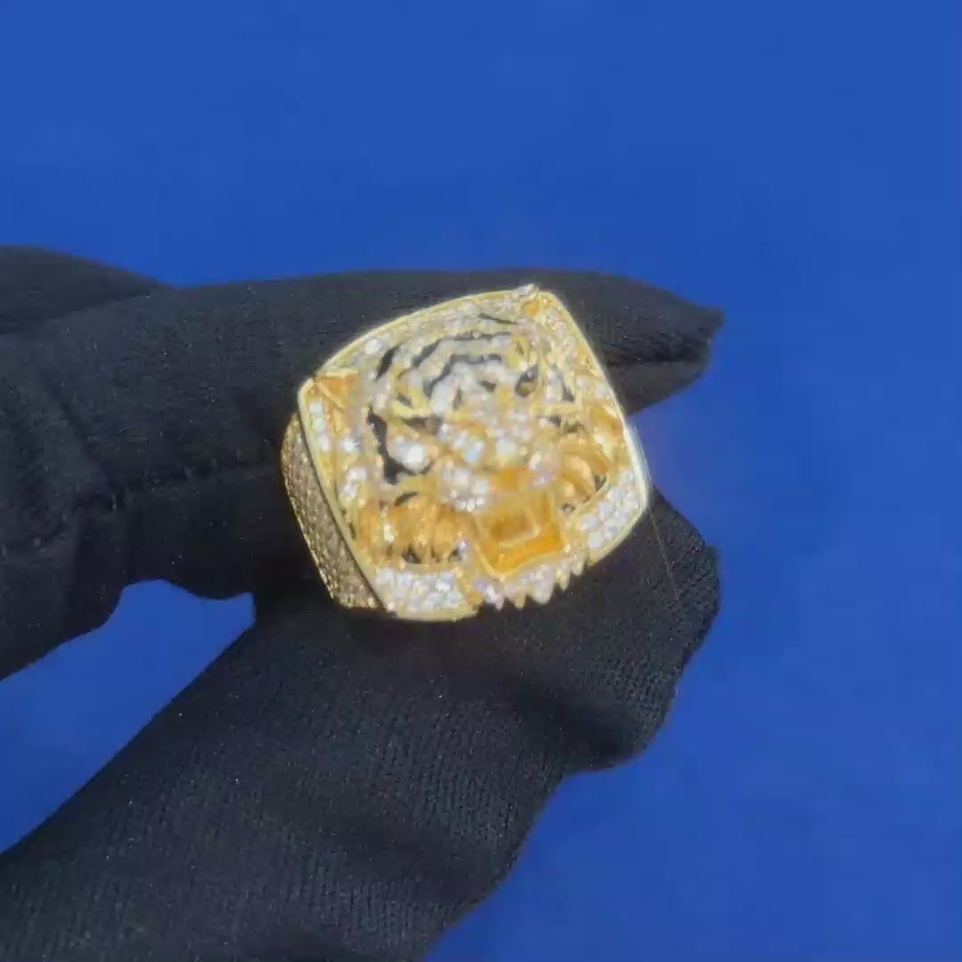 S925 Moissanite Tiger Face Ring