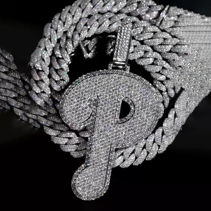 S925 Moissanite Sparkle Letter "P" Pendant