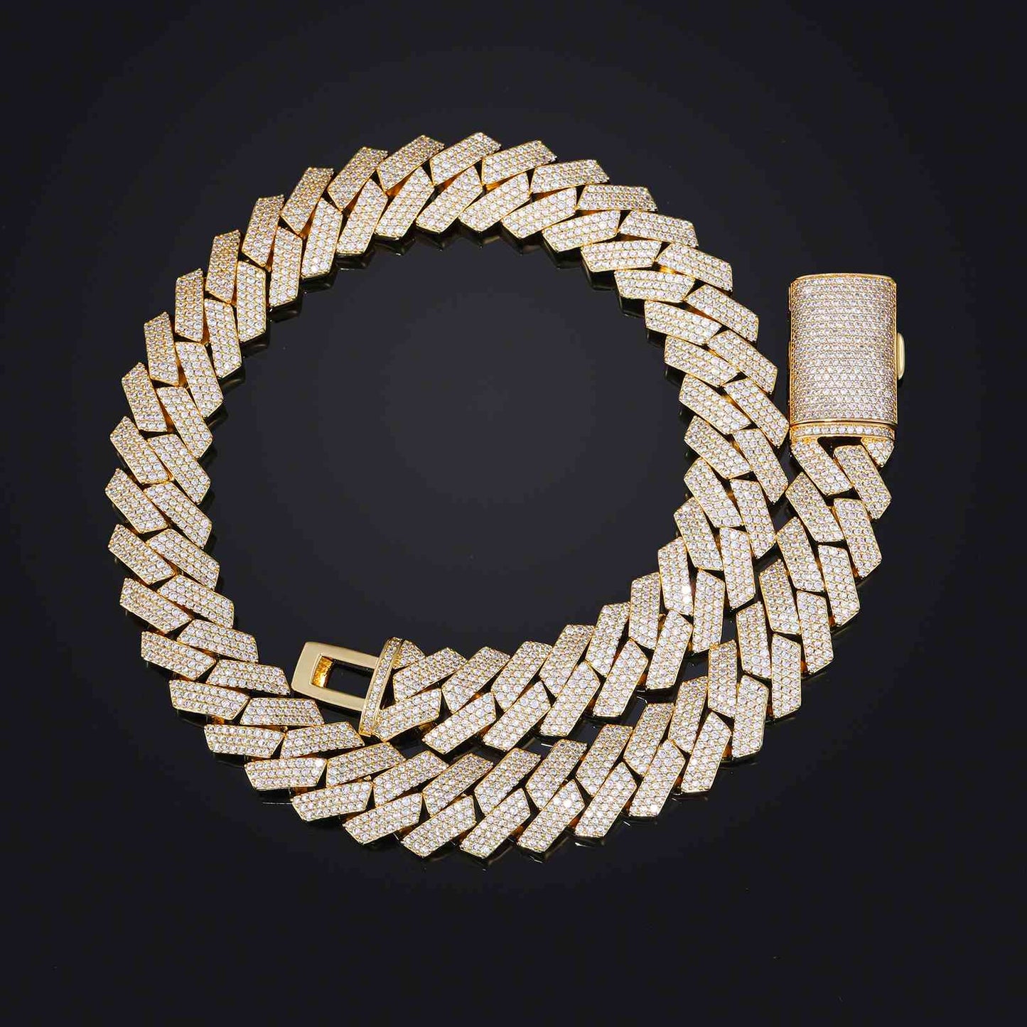 18mm Prong 3 Rows CZ Cuban Link Chain