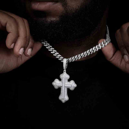 S925 Moissanite Double Layer Cross Pendant