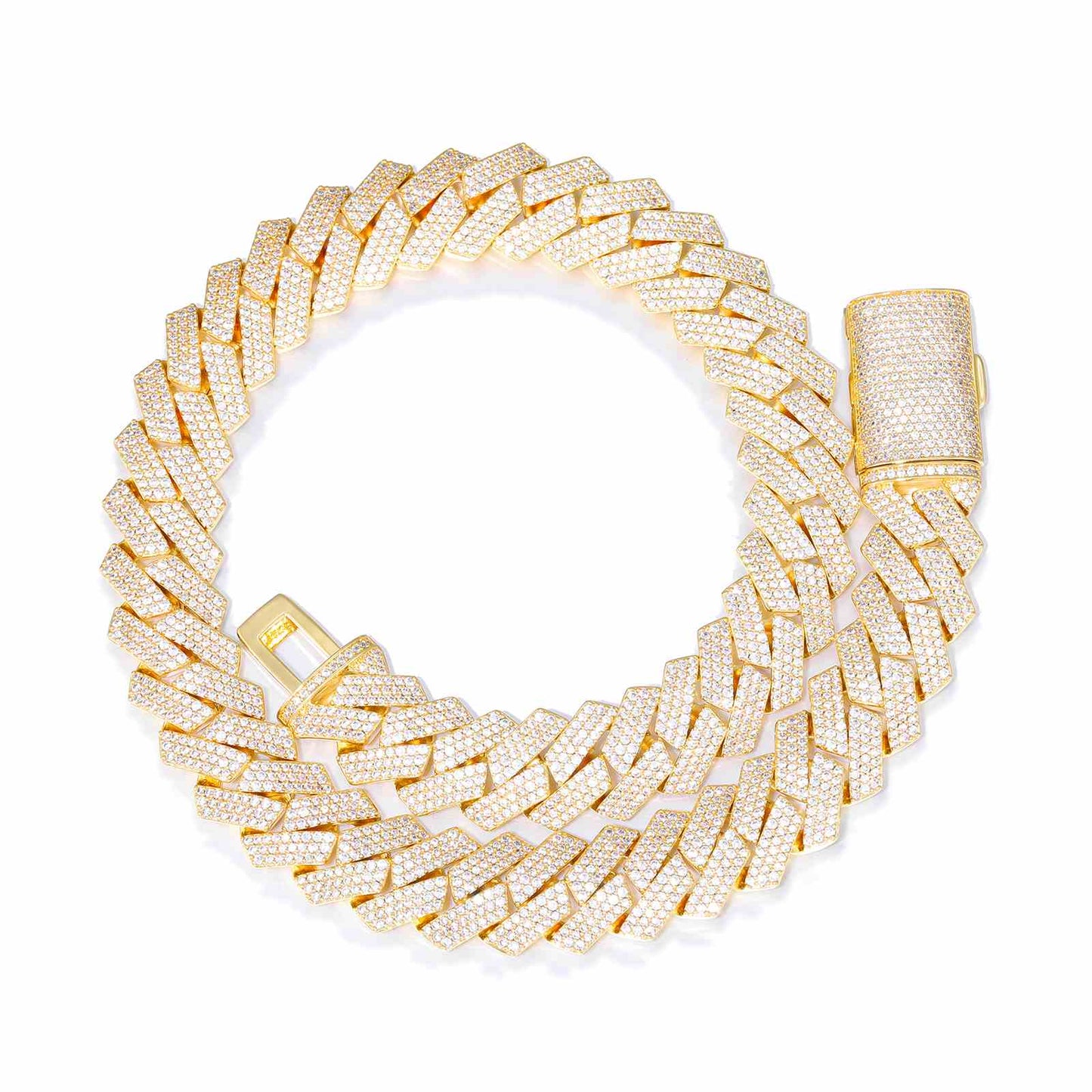 18mm Prong 3 Rows CZ Cuban Link Chain