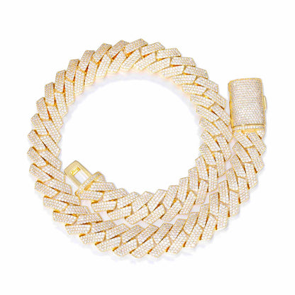18mm Prong 3 Rows CZ Cuban Link Chain