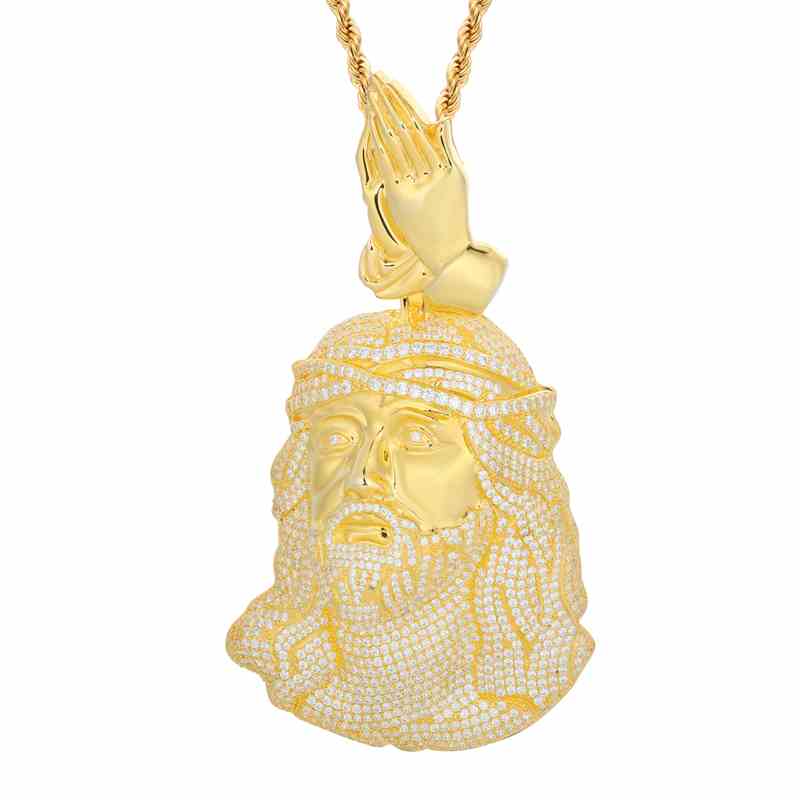 S925 Moissanite Jesus Piece Pendant With Pray Hand Bail