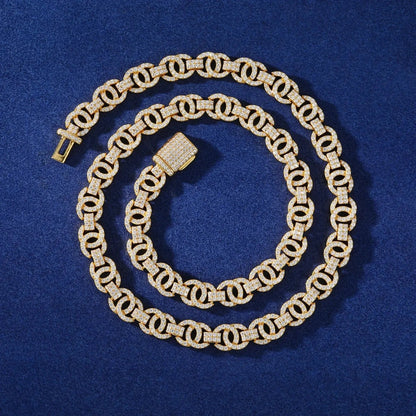 10mm S925 Moissanite Chino Link Chain