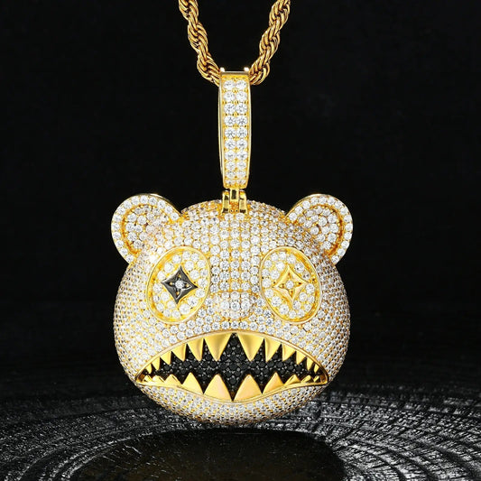 S925 Moissanite Hungry Bear Pendant