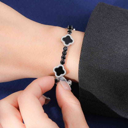12mm S925 Moissanite Enamel Four Leaf Clover Tennis Bracelet