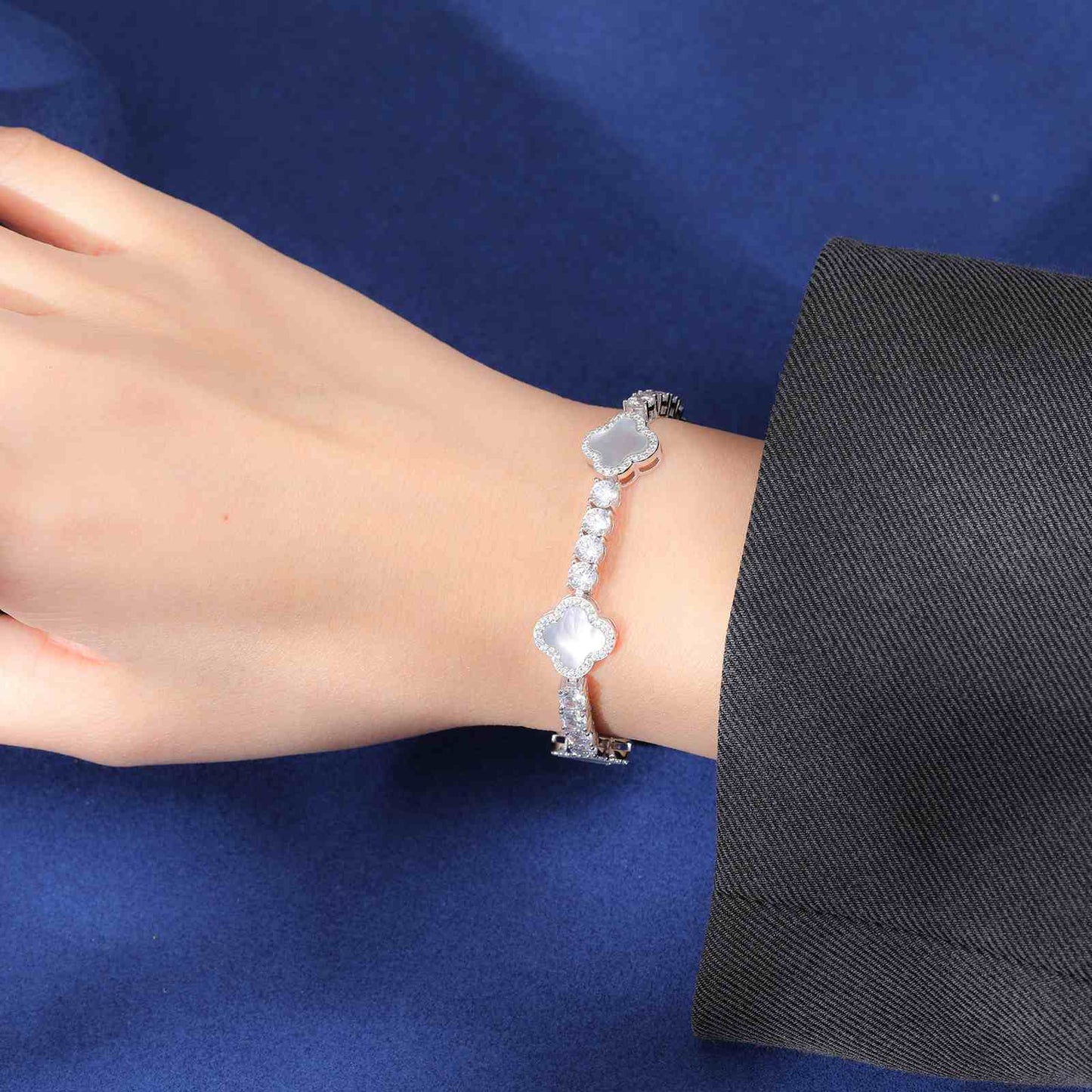 12mm S925 Moissanite Enamel Four Leaf Clover Tennis Bracelet