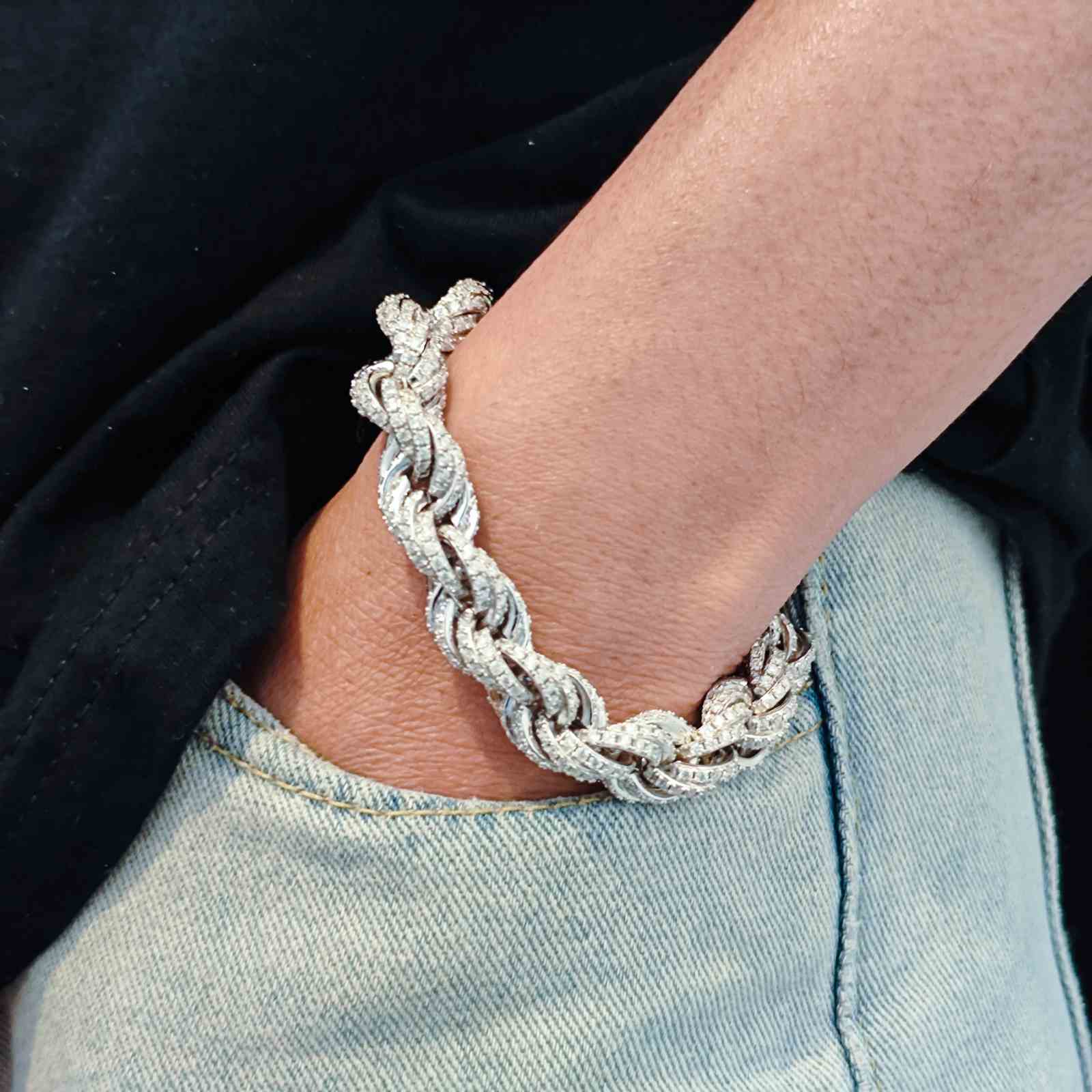 20mm S925 Moissanite Four Leaf Clover Infinity Link Bracelet