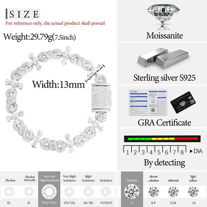13mm S925 Moissanite Twining Infinity Cross Link Bracelet