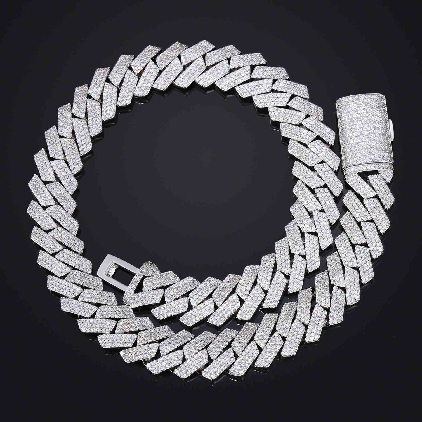 18mm Prong 3 Rows CZ Cuban Link Chain