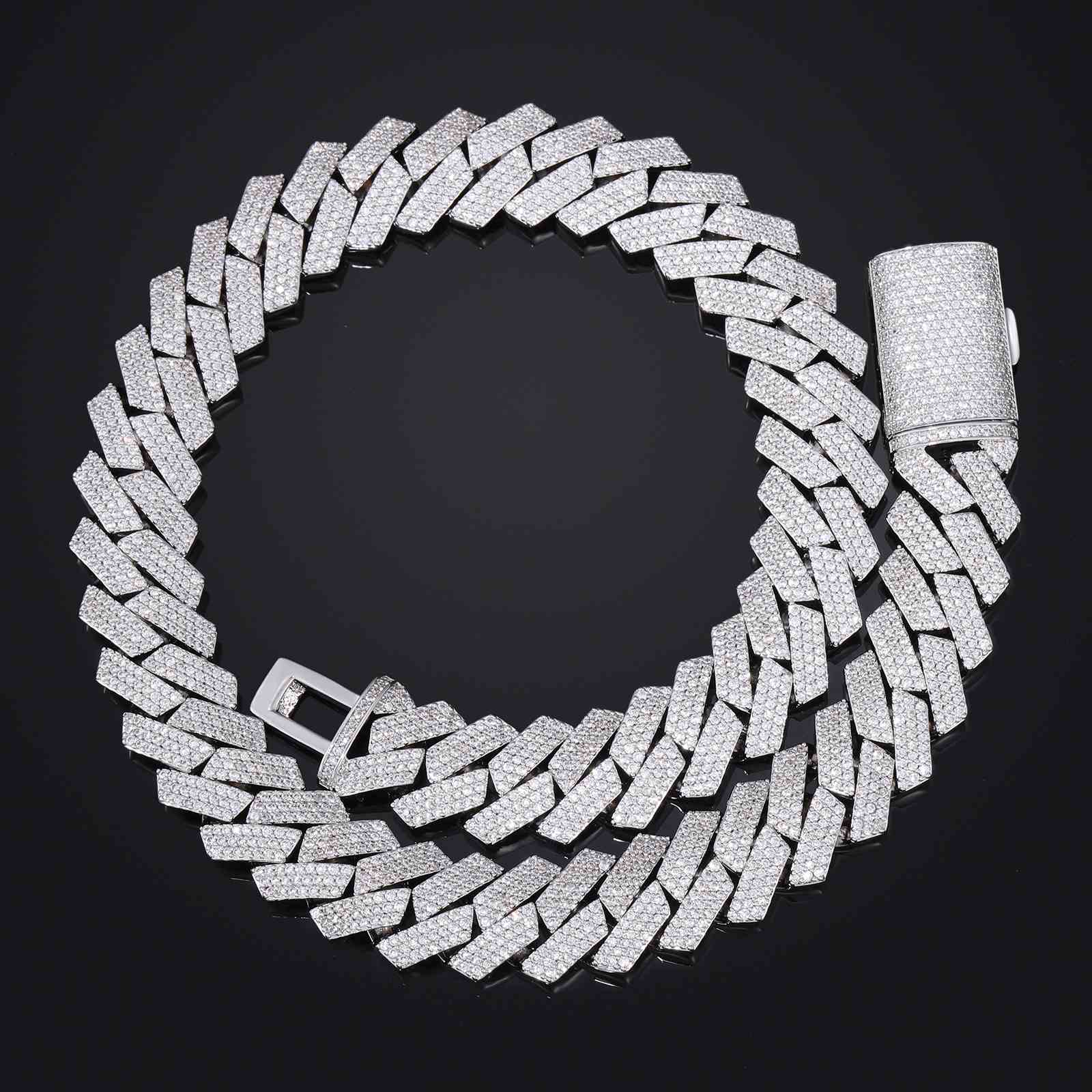 18mm Prong 3 Rows CZ Cuban Link Chain