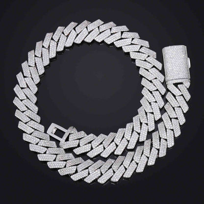 18mm Prong 3 Rows CZ Cuban Link Chain