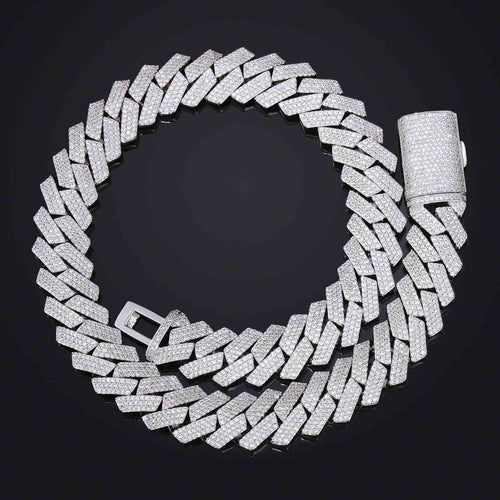 18mm Prong 3 Rows CZ Cuban Link Chain