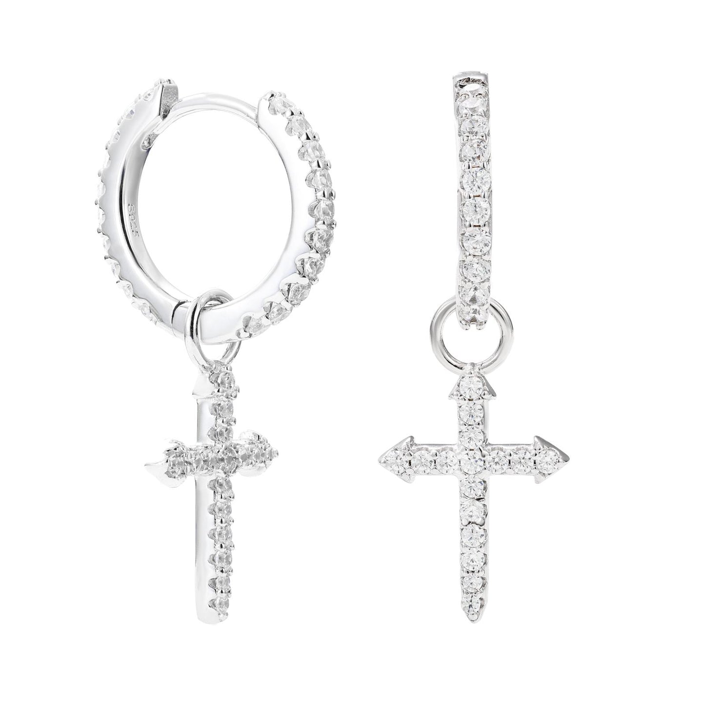S925 Moissanite Cross Drop Earrings